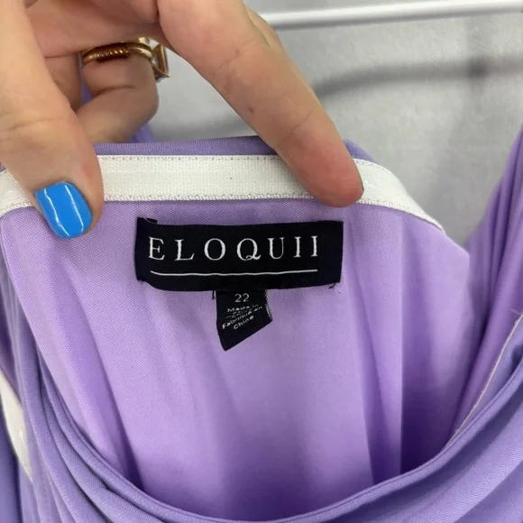 Eloquii Lilac One Shoulder Ruched Wrap Midi Dress Plus Size 22 lavender purple - Picture 9 of 9